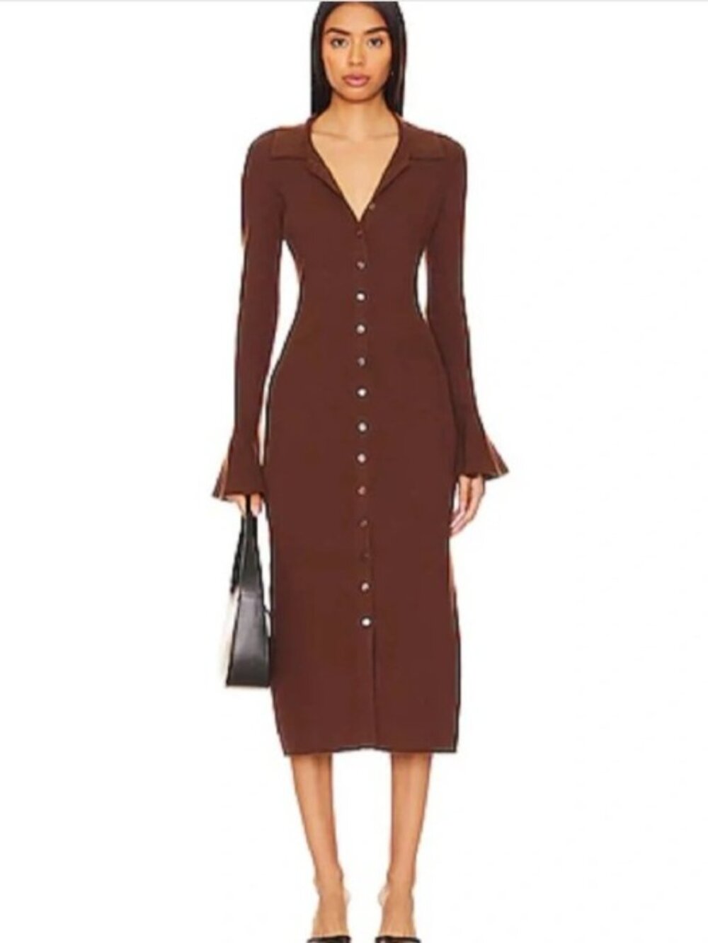 Paige Sundara Midi Dress in Chocolate Brown